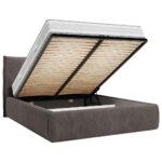 GESTOFFEERD BED 160 cm x 200 cm, houtmateriaal, hout, textiel bruin thumbnail 4