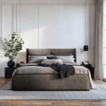 GESTOFFEERD BED 160 cm x 200 cm, houtmateriaal, hout, textiel bruin thumbnail 7