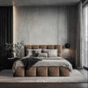 GESTOFFEERD BED 160 cm x 200 cm, hout, textiel, houtmateriaal bruin