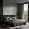 GESTOFFEERD BED 180 cm x 200 cm, hout, textiel, houtmateriaal grijs