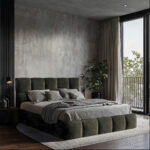 GESTOFFEERD BED 180 cm x 200 cm, hout, textiel, houtmateriaal grijs thumbnail 1