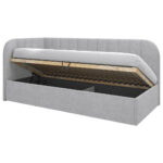 GESTOFFEERD BED 90 cm x 200 cm, hout, textiel, houtmateriaal grijs thumbnail 5