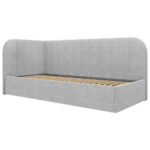 GESTOFFEERD BED 90 cm x 200 cm, hout, textiel, houtmateriaal grijs thumbnail 7