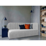 GESTOFFEERD BED 90 cm x 200 cm, hout, textiel, houtmateriaal grijs thumbnail 1