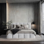 GESTOFFEERD BED 180 cm x 200 cm, hout, textiel, houtmateriaal lichtgrijs thumbnail 6