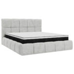 GESTOFFEERD BED 160 cm x 200 cm, hout, textiel, houtmateriaal lichtgrijs thumbnail 7