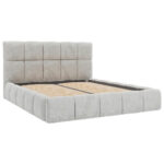 GESTOFFEERD BED 160 cm x 200 cm, hout, textiel, houtmateriaal lichtgrijs thumbnail 3