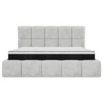 GESTOFFEERD BED 160 cm x 200 cm, hout, textiel, houtmateriaal lichtgrijs thumbnail 4