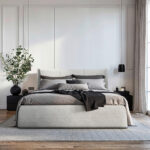 GESTOFFEERD BED 180 cm x 200 cm, hout, textiel, houtmateriaal lichtgrijs thumbnail 5