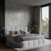 GESTOFFEERD BED 160 cm x 200 cm, hout, textiel, houtmateriaal lichtgrijs