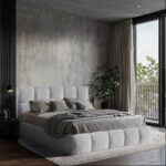 GESTOFFEERD BED 180 cm x 200 cm, hout, textiel, houtmateriaal lichtgrijs thumbnail 1