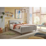 GESTOFFEERD BED 180 cm x 200 cm, textiel, lichtgrijs houtmateriaal thumbnail 2