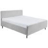 GESTOFFEERD BED 160 cm x 200 cm, textiel, materiaal hout lichtgrijs