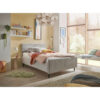 GESTOFFEERD BED 120 cm x 200 cm, textiel, houtmateriaal lichtgrijs