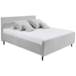 GESTOFFEERD BED 180 cm x 200 cm, textiel, lichtgrijs houtmateriaal thumbnail 3