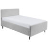 GESTOFFEERD BED 140 cm x 200 cm, textiel, lichtgrijs houten materiaal