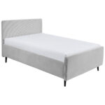 GESTOFFEERD BED 140 cm x 200 cm, textiel, lichtgrijs houten materiaal thumbnail 1