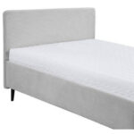 GESTOFFEERD BED 140 cm x 200 cm, textiel, lichtgrijs houten materiaal thumbnail 3
