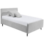 GESTOFFEERD BED 140 cm x 200 cm, textiel, lichtgrijs houten materiaal thumbnail 4