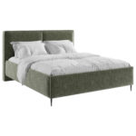 GESTOFFEERD BED 180 cm x 200 cm, hout, textiel, houtmateriaal donkergroen thumbnail 2