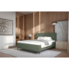 GESTOFFEERD BED 180 cm x 200 cm, hout, textiel, houtmateriaal donkergroen