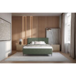 GESTOFFEERD BED 180 cm x 200 cm, hout, textiel, houtmateriaal donkergroen thumbnail 3