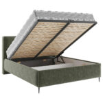 GESTOFFEERD BED 180 cm x 200 cm, hout, textiel, houtmateriaal donkergroen thumbnail 4