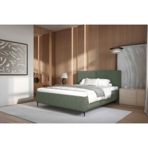 GESTOFFEERD BED 180 cm x 200 cm, hout, textiel, houtmateriaal donkergroen