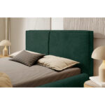 GESTOFFEERD BED 140 cm x 200 cm, hout, textiel, houtmateriaal donkergroen thumbnail 2