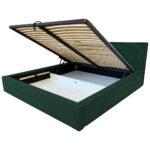 GESTOFFEERD BED 140 cm x 200 cm, hout, textiel, houtmateriaal donkergroen thumbnail 5
