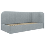 GESTOFFEERD BED 90 cm x 200 cm, hout, textiel, houtmateriaal mint turquoise thumbnail 7