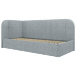 GESTOFFEERD BED 90 cm x 200 cm, hout, textiel, houtmateriaal mint turquoise thumbnail 7