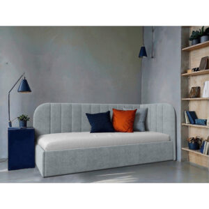 GESTOFFEERD BED 90 cm x 200 cm, hout, textiel, houtmateriaal mint turquoise