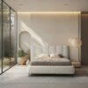 GESTOFFEERD BED 160 cm x 200 cm, hout, textiel, houtmateriaal natuurlijke kleur