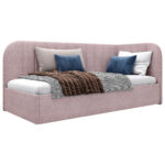 GESTOFFEERD BED 90 cm x 200 cm, hout, textiel, houtmateriaal roze thumbnail 2