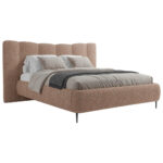 GESTOFFEERD BED 160 cm x 200 cm, hout, textiel, houtmateriaal roze thumbnail 2