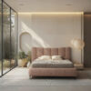 GESTOFFEERD BED 160 cm x 200 cm, hout, textiel, houtmateriaal roze