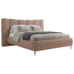 GESTOFFEERD BED 180 cm x 200 cm, hout, textiel, houtmateriaal roze thumbnail 2