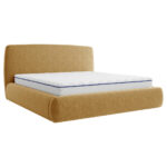 GESTOFFEERD BED 160 cm x 200 cm, hout, textiel, houtmateriaal geel thumbnail 6