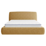 GESTOFFEERD BED 140 cm x 200 cm, hout, textiel, houtmateriaal geel thumbnail 7