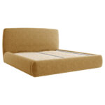 GESTOFFEERD BED 140 cm x 200 cm, hout, textiel, houtmateriaal geel thumbnail 6