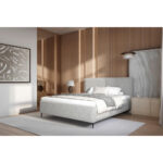 GESTOFFEERD BED 180 cm x 200 cm, hout, textiel, houtmateriaal grijs thumbnail 1