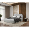 GESTOFFEERD BED 180 cm x 200 cm, hout, textiel, houtmateriaal grijs