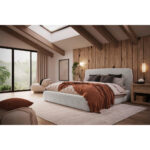 GESTOFFEERD BED 160 cm x 200 cm, hout, textiel, houtmateriaal grijs thumbnail 1