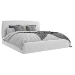GESTOFFEERD BED 160 cm x 200 cm, hout, textiel, houtmateriaal grijs thumbnail 2