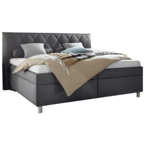 GESTOFFEERD BED 180 cm x 200 cm, textiel antraciet