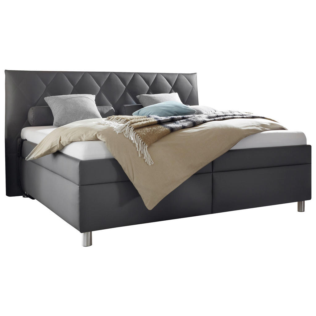 GESTOFFEERD BED 180 cm x 200 cm, textiel antraciet