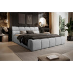 GESTOFFEERD BED 180 cm x 200 cm, zilverkleurig textiel thumbnail 2