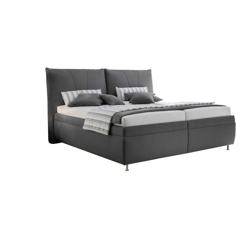 GESTOFFEERD BED 180 cm x 200 cm, donkergrijs textiel