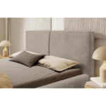 GESTOFFEERD BED 140 cm x 200 cm, hout, textiel, houtmateriaal lichtbruin thumbnail 2